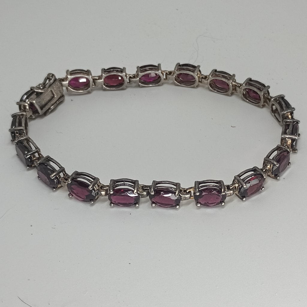 Sterling Silver And Multi Ruby Link Tennis Bracelet